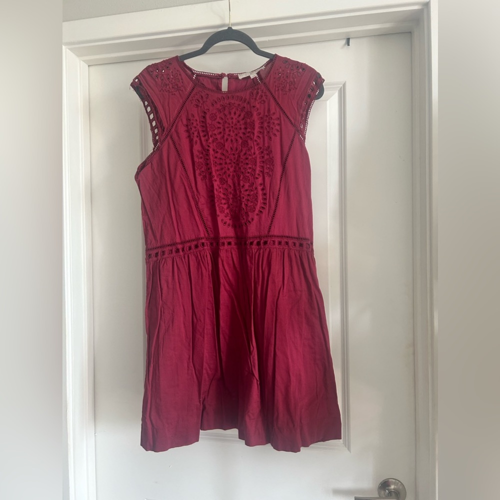 Cranberry embroidered dress